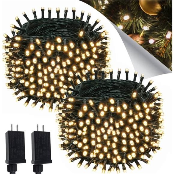 2PACK 164ft 400 LED Christmas Lights Outdoor/Indoor, Waterproof (Warm Light)